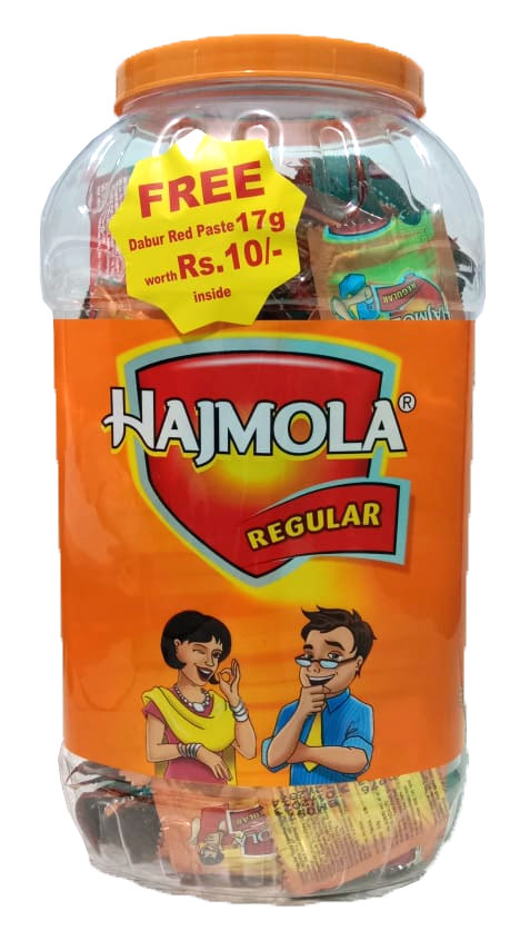 Dabur Hajmola - Regular Tablet Sachets, 170 pcs Jar (Rs. 1 each) + Free Rs.10 Dabur Red Paste